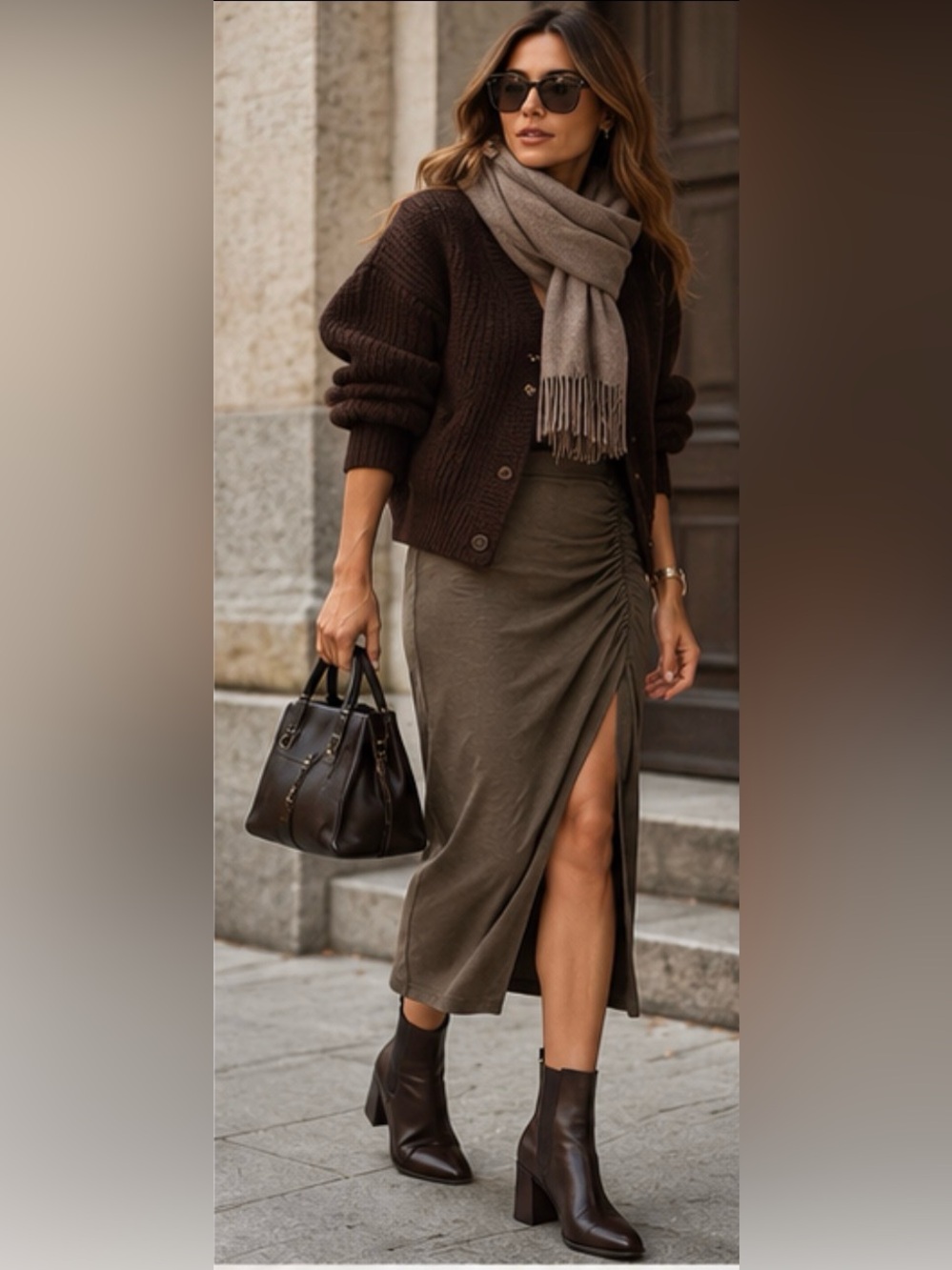 Banana Republic wool blend ruched midi skirt size S